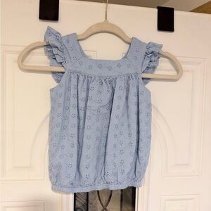 Lands' End Blue Eyelet Ruffle Kids Blouse